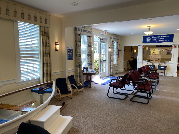 an empty doctors waiting room
